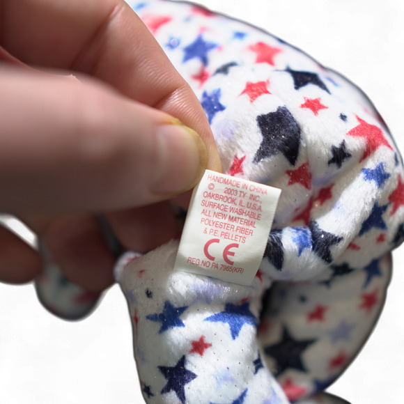 VTG TY Beanie Babies "Red, White, & Blue" White Bear with Stars 2002 - Picture 9 of 10